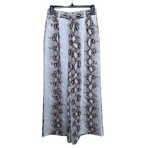 Tronjori Brown Ivory Snakeskin Print Wide Leg High Rise Palazzo Pants Size Small